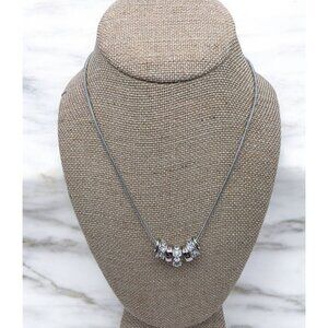 Nicole By Nicole Miller‎ Silver Tone Rhinestone Necklace Snake Chain Adjustable